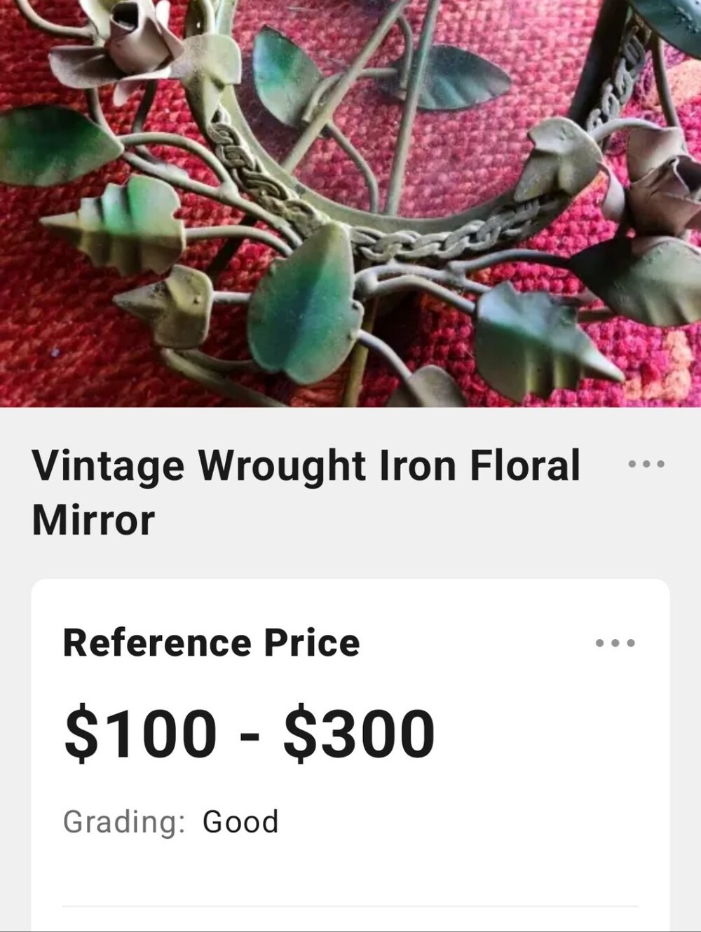 Vintage Green Metal Floral Frame - Picture 2 of 9